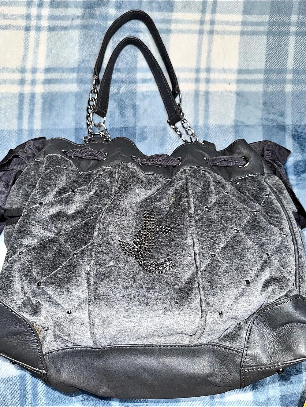 Juicy Couture Gray Studded Chain Hobo